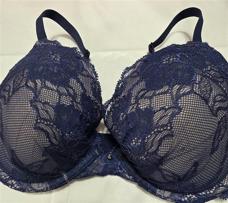 NWOT Maidenform 38B Comfort Devotion Embellished Demi Bra 9443 Blue 134406