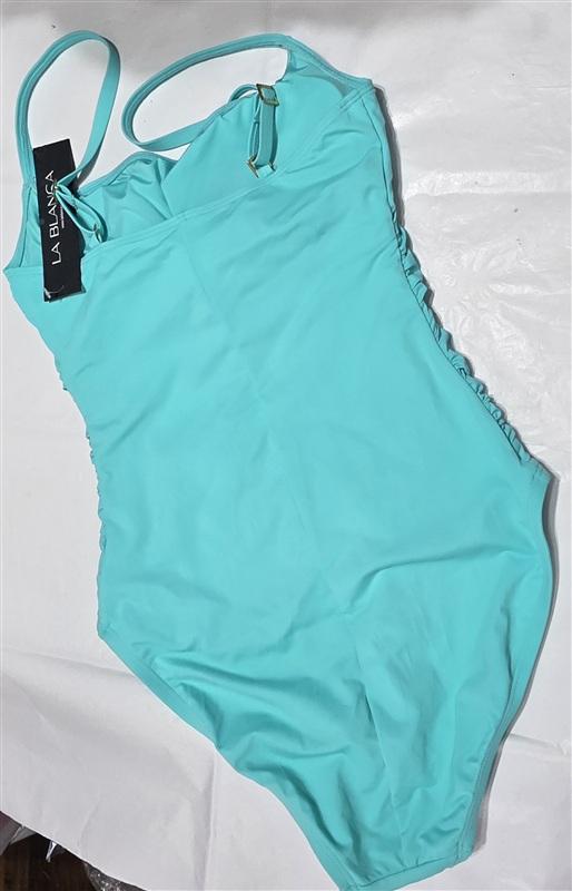NWTD La Blanca 6 Island Goddess Lingerie Maillot Aqua 1pc Swimsuit 134408