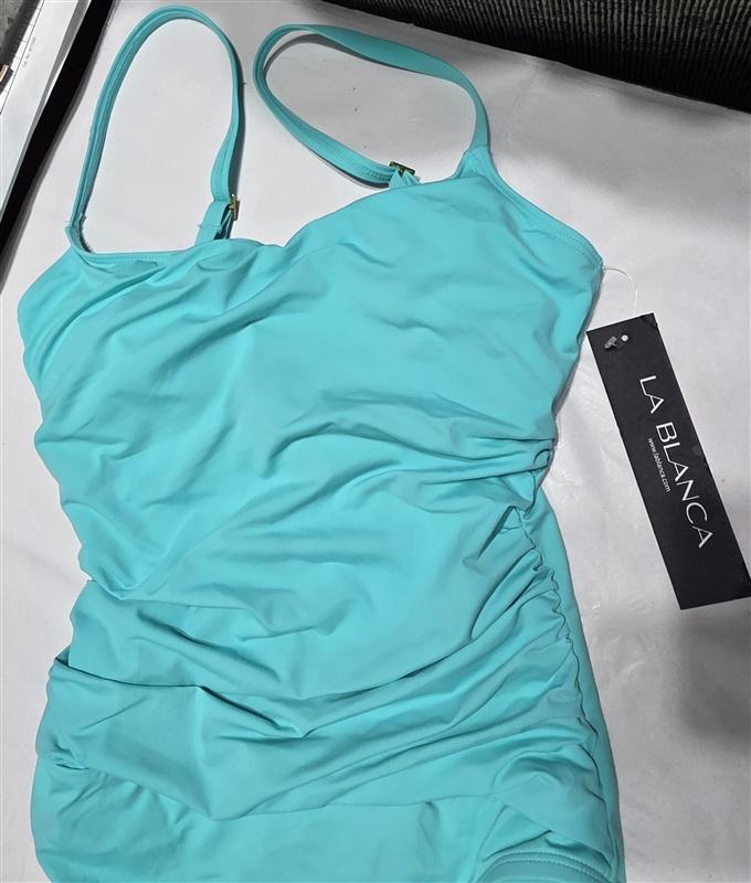 NWTD La Blanca 6 Island Goddess Lingerie Maillot Aqua 1pc Swimsuit 134408