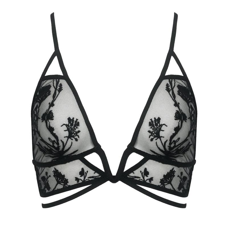 NWT Thistle & Spire XS Mulberry Bralette Sheer Black Floral Bra 134410