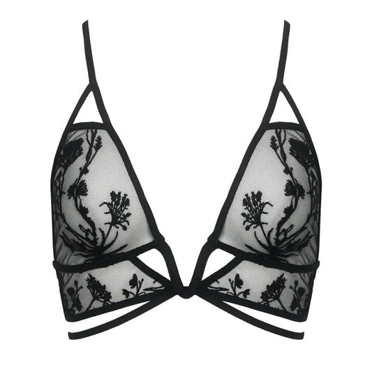 NWT Thistle & Spire XS Mulberry Bralette Sheer Black Floral Bra 134410