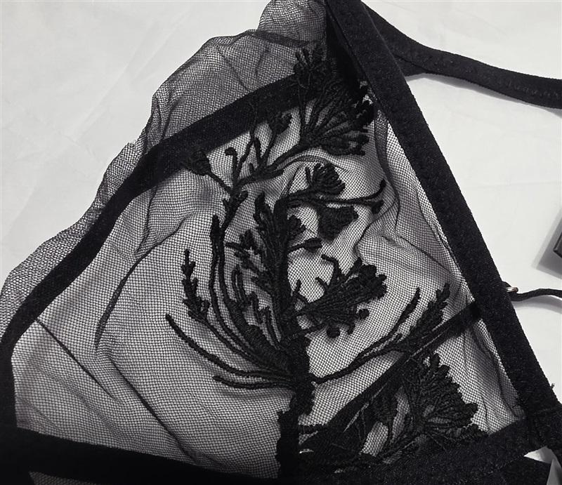 NWT Thistle & Spire XS Mulberry Bralette Sheer Black Floral Bra 134410