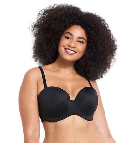 PO Cacique 44H Smooth Lightly Lined Strapless Bra Black 134413