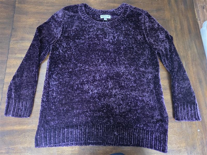 NWT Orvis XXL Chenille Pull over Classic Collection Purple Crew Sweater 134433