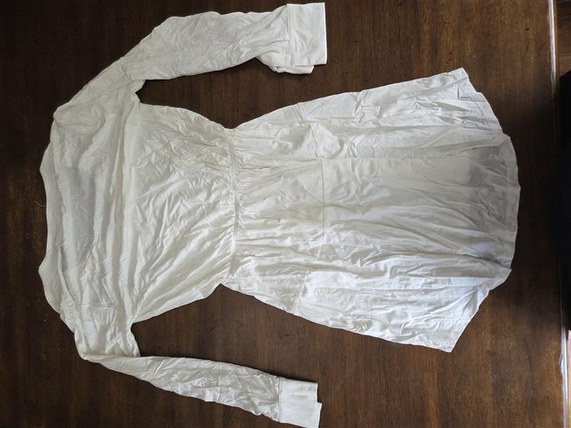 NWOTD Lauren Moshi XS Long Sleeve Tiered V Neck Dress White 134434