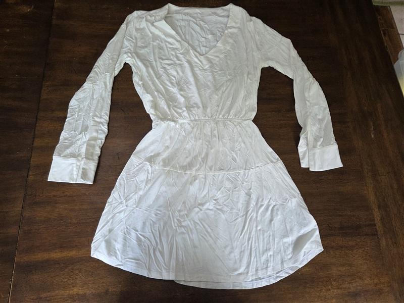 NWOTD Lauren Moshi XS Long Sleeve Tiered V Neck Dress White 134434