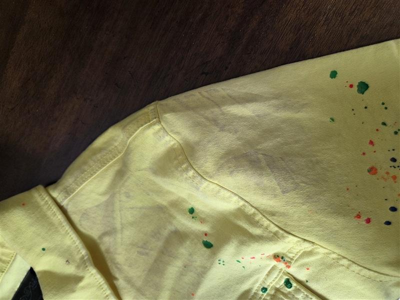 NWOT Mackeen XXL Yellow Paint Splatter Streetwear Denim Jacket 134436