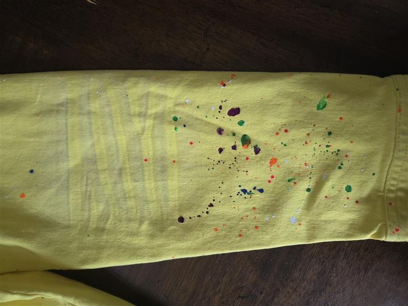 NWOT Mackeen XXL Yellow Paint Splatter Streetwear Denim Jacket 134436