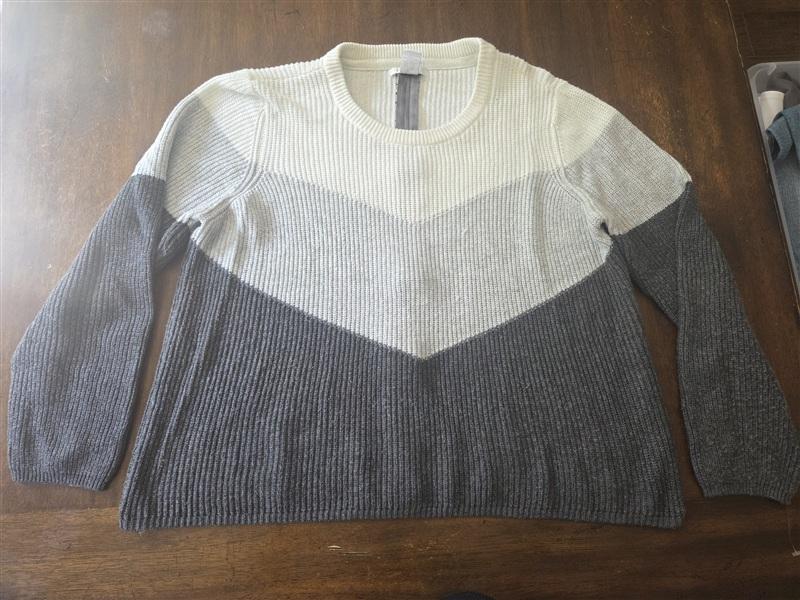 NWOT Design History XXL Carrie Zip Back Pullover Chevron Sweater 134446