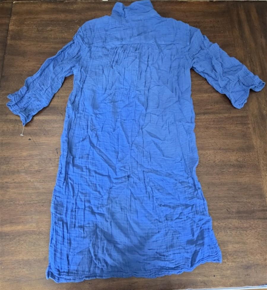 NWOT Michael Stars S Cecily Gauze Lace Crinkle Dress Collared Lapis Blue 134447