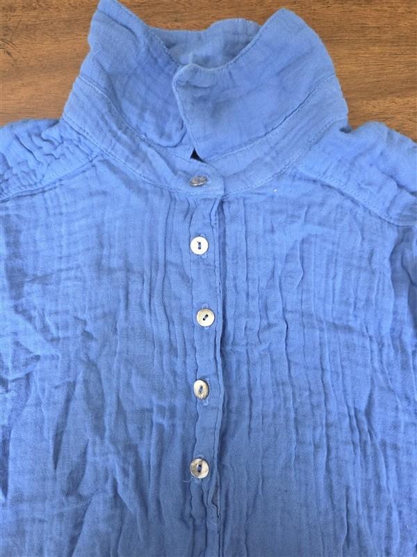 NWOT Michael Stars S Cecily Gauze Lace Crinkle Dress Collared Lapis Blue 134447