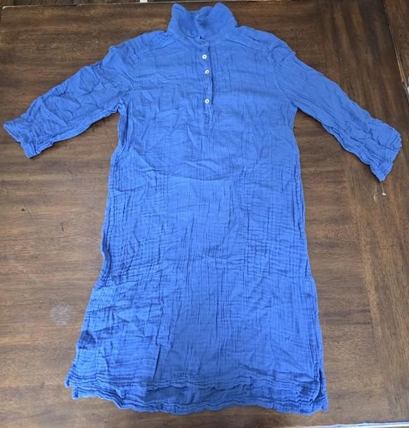 NWOT Michael Stars S Cecily Gauze Lace Crinkle Dress Collared Lapis Blue 134447