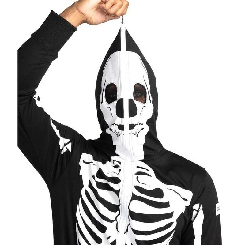 NWT Tipsy Elves S Skeleton Jumpsuit Costume Black White 134483