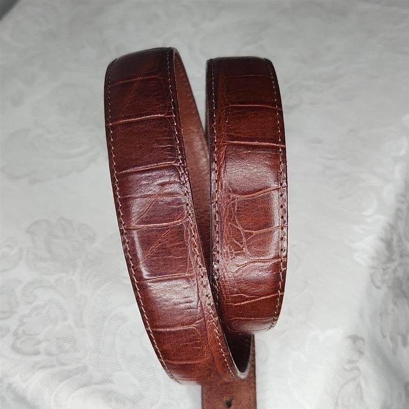 PO Brighton Disney 28 Mickey Train Conductor Brown Leather Lizard Belt 134488