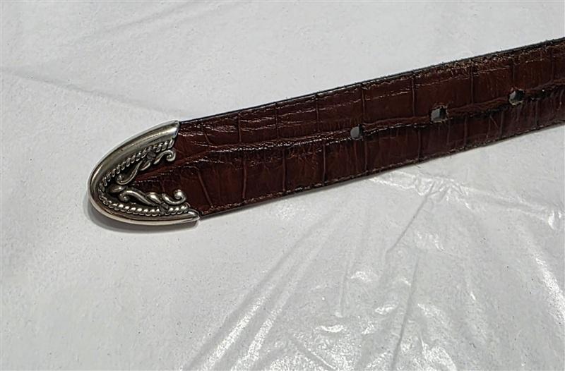 PO Brighton XL Reversible Segmented Black Brown Leather Lizard Belt 134489