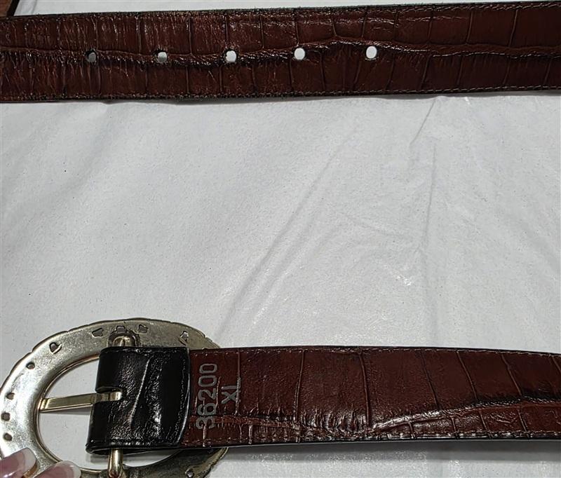 PO Brighton XL Reversible Segmented Black Brown Leather Lizard Belt 134489