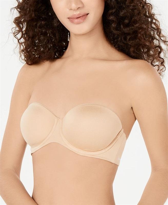 NWOT Calvin Klein 34D Lightly Lined Constant Strapless Bra QF5528 Beige 134498