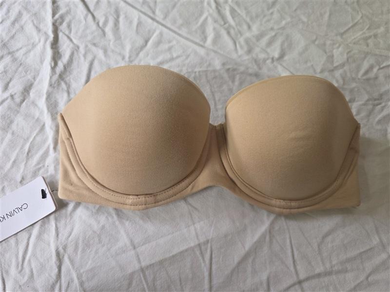 NWOT Calvin Klein 34D Lightly Lined Constant Strapless Bra QF5528 Beige 134498