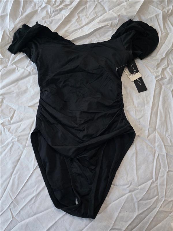 NWT La Blanca 14 Island Goddess Off The Shoulder Ruffle 1PC Swimsuit 134519
