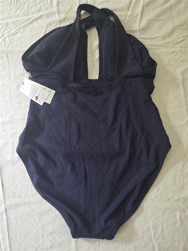 NWT Calia 14 Cutout Twist Halter Navy Blue One-Piece Swimsuit 134520