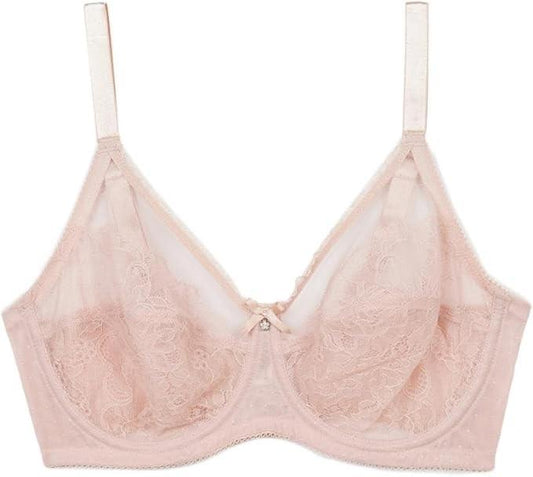 NWT Wacoal 32H Chantilly Lace Retro Chic 855186 Pink Beige 134523