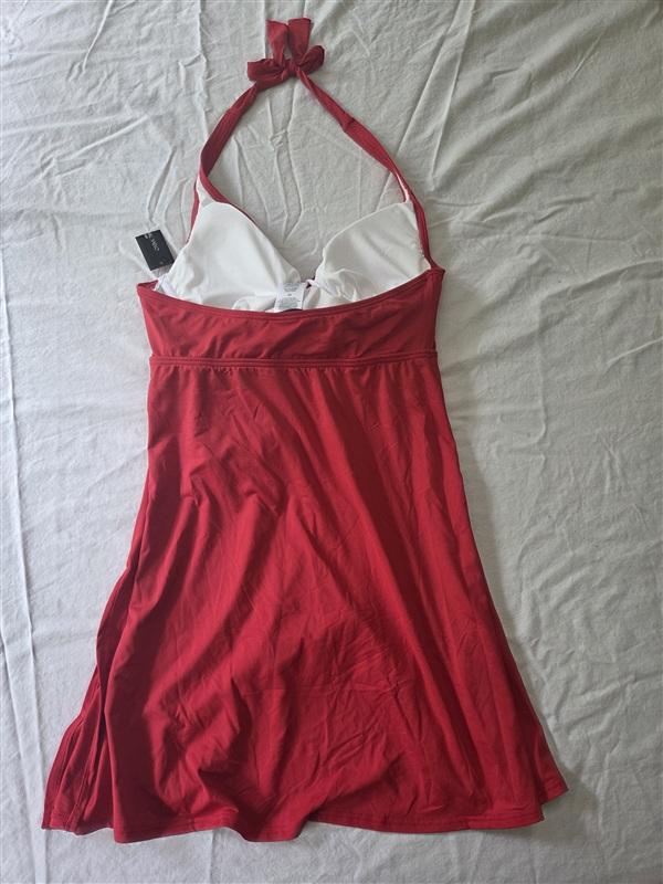 NWT CARMEN MARC VALVO 10 Tummy Control Swim RED Dress 134535