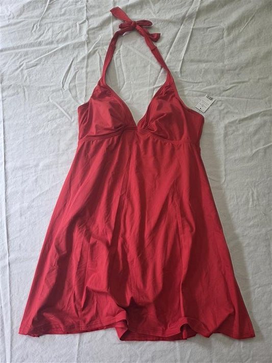 NWT CARMEN MARC VALVO 10 Tummy Control Swim RED Dress 134535