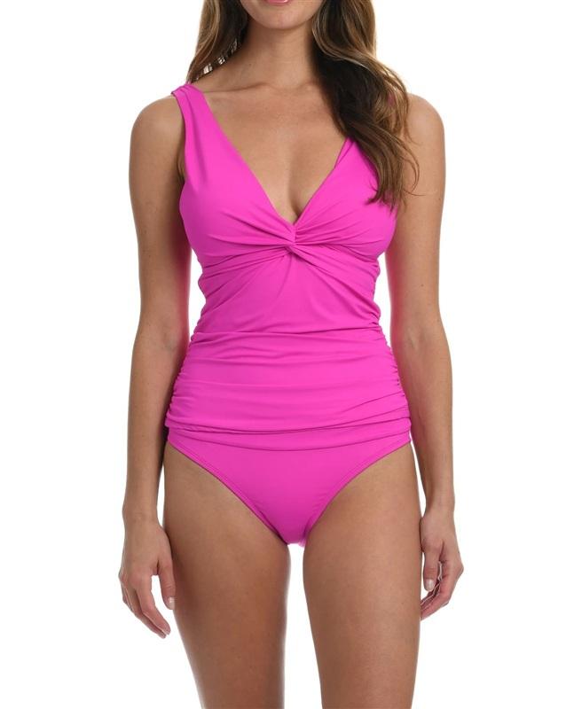 NWOT La Blanca 6 Island Goddess Twist Tie Tankini Swim Top Orchid 134538