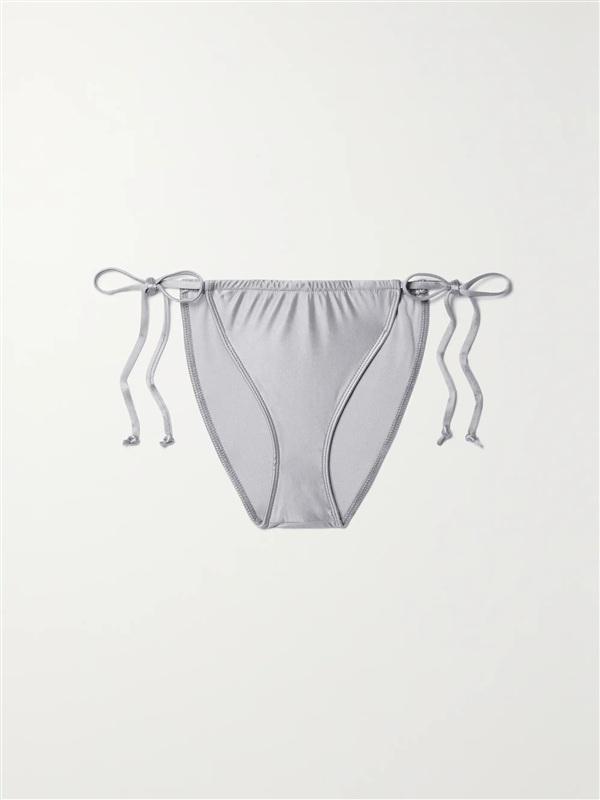 NWT Good American L Silver Stretch Satin Bikini Top & Bottom 134550