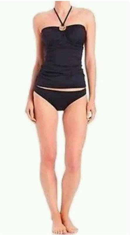 NWT MICHAEL KORS S Tankini Halter Ring Bandeau Swim Top Orange 134552