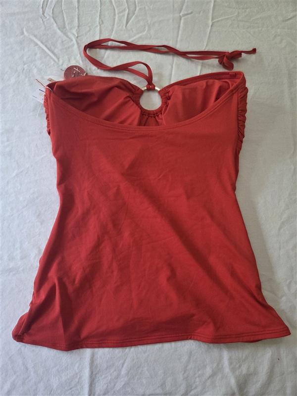 NWT MICHAEL KORS S Tankini Halter Ring Bandeau Swim Top Orange 134552