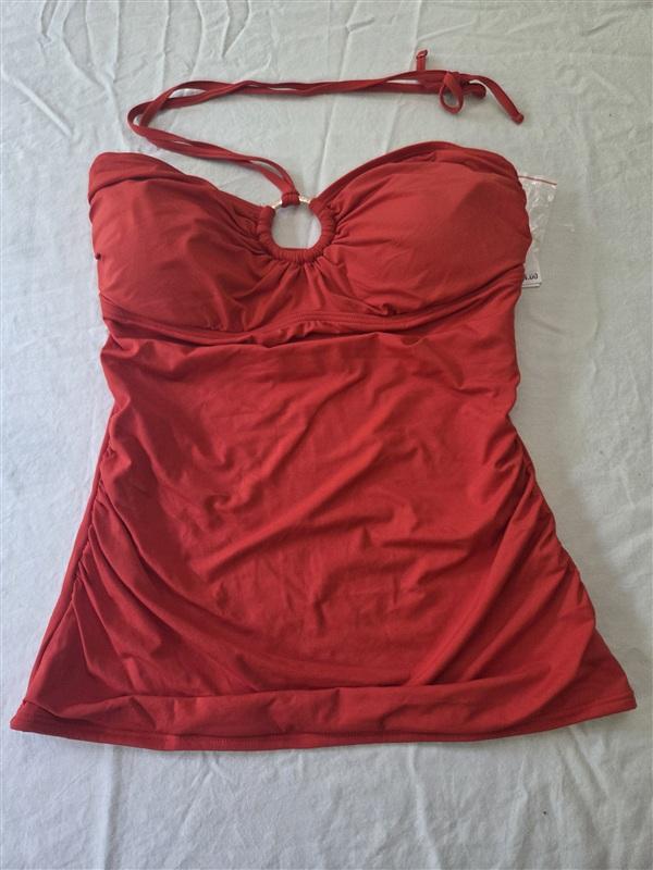 NWT MICHAEL KORS S Tankini Halter Ring Bandeau Swim Top Orange 134552