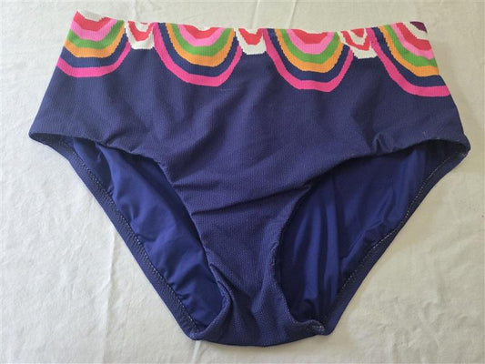 NWT Trina Turk 18W ULTRA MARINE Rainbow Swirl Hi Waist Bikini bottom 134554