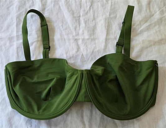 NWT CUUP 38F 40E Balconette Underwire Green Bikini Swim Top 134555
