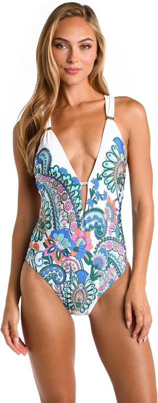 NWOT Sunshine 79 La Blanca 12 Plunge Mio One Piece Swimsuit 134557
