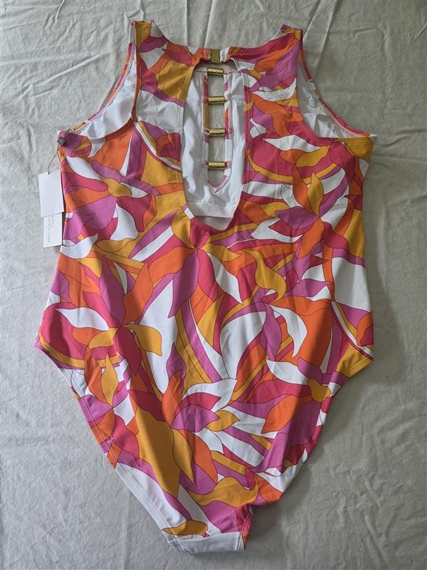 NWT Beyond Control Keyhole Hi Neck Mod Pink 1PC Swimsuit 13458