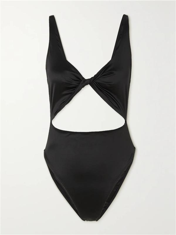NWOT Good American XL Twist-front Cutout Stretch-satin 1PC Swimsuit 134559
