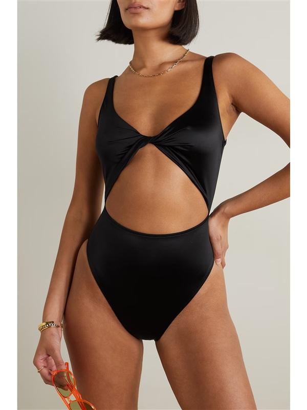 NWOT Good American XL Twist-front Cutout Stretch-satin 1PC Swimsuit 134559