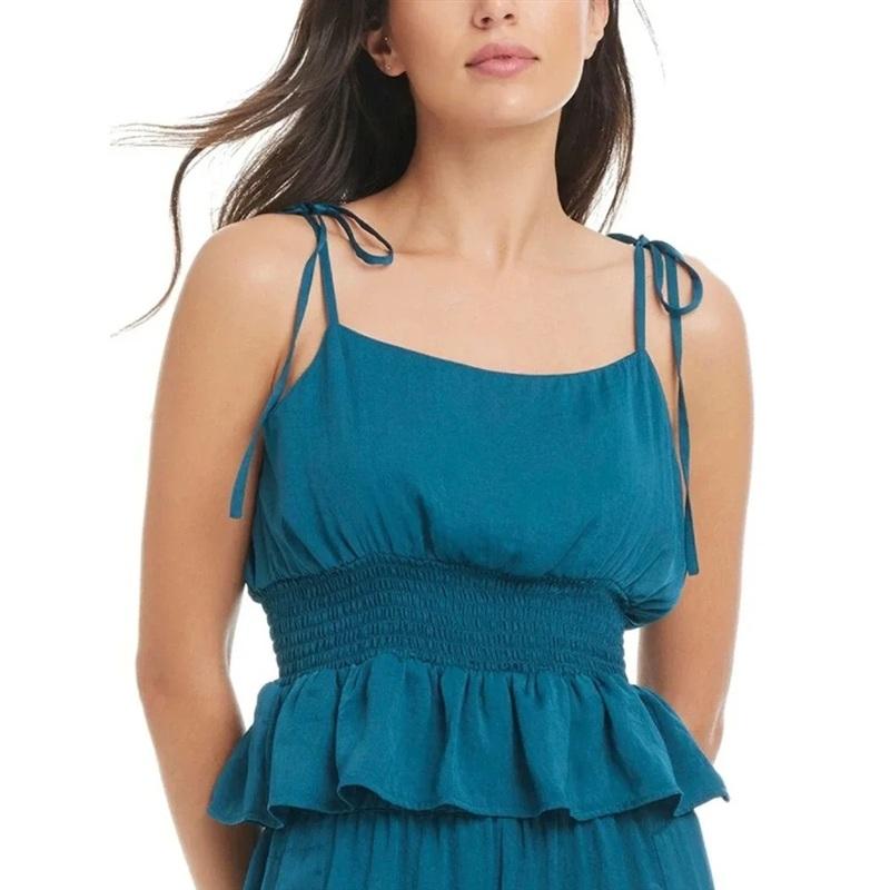 NWT Red Carter M Smocked Waist Peplum Camisole Tie Shoulder Tank Top 134561