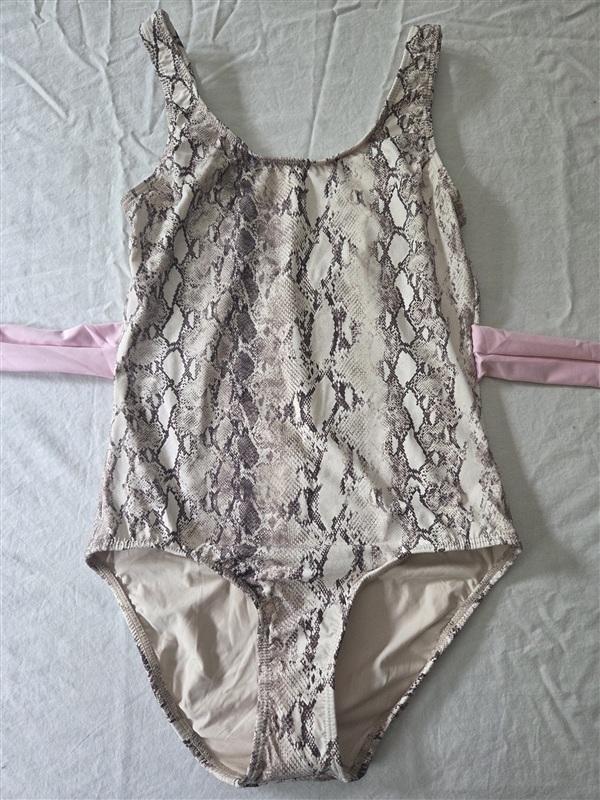 NWT Pilyq PQ Girls 14 Leo Belted Bow 1PC PinkAnimal Print Swimsuit 134563