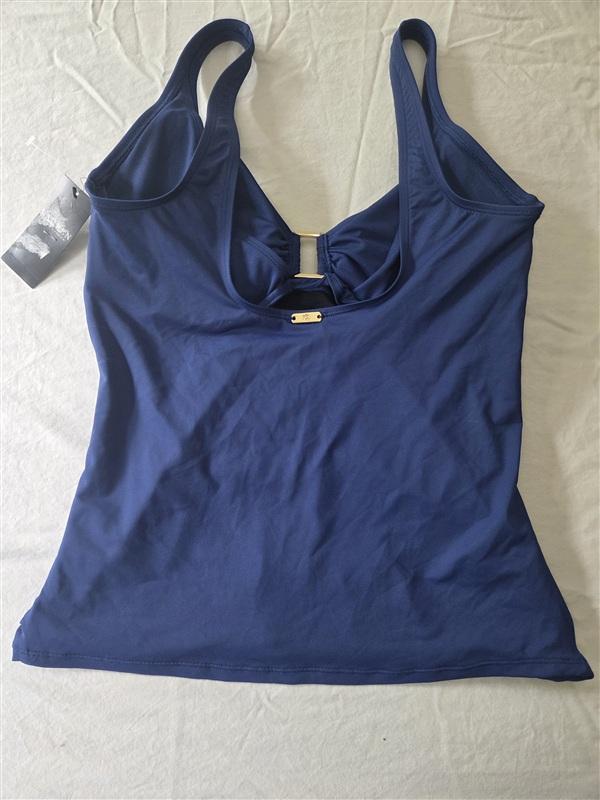 NWT Ralph Lauren 12 Ring Underwire Tankini Top Blue Swimsuit 134564