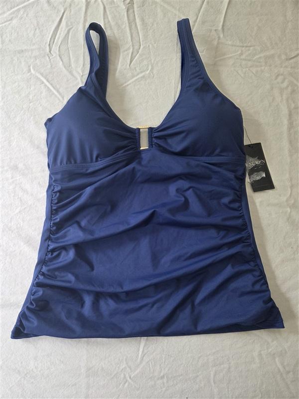 NWT Ralph Lauren 12 Ring Underwire Tankini Top Blue Swimsuit 134564