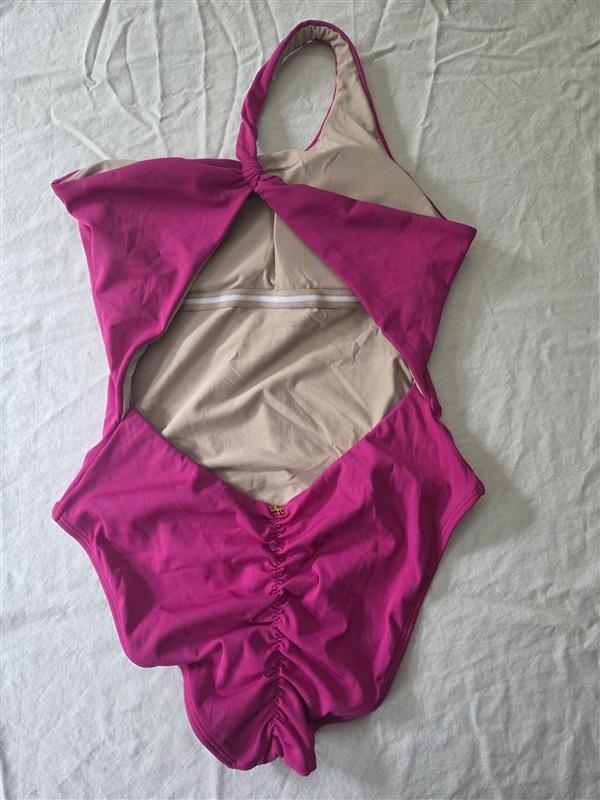 NWT Pilyq Grace Pink One Shoulder Ribbed 1PC SwimSuit 134567