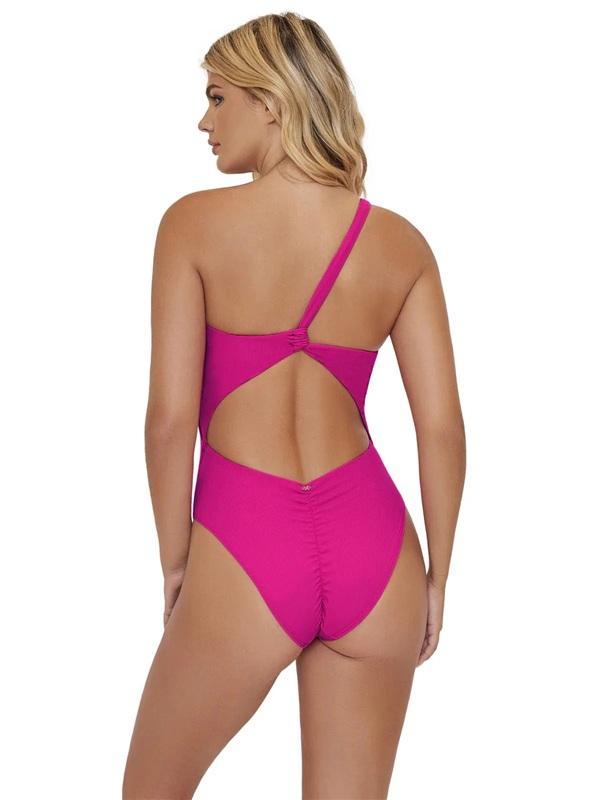 NWT Pilyq Grace Pink One Shoulder Ribbed 1PC SwimSuit 134567