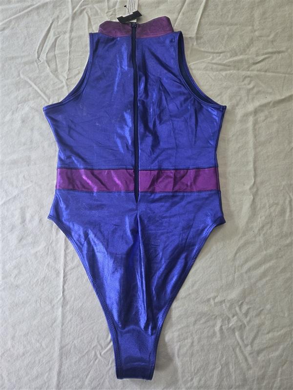NWT Forplay M/L Planet Of Pizza Character Leotard Costume Purple Metallic 134571