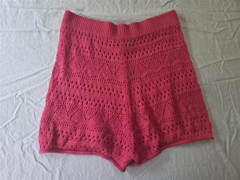 NWT Bobi Black M Crochet Watermelon Pink Cover Up Shorts 134573