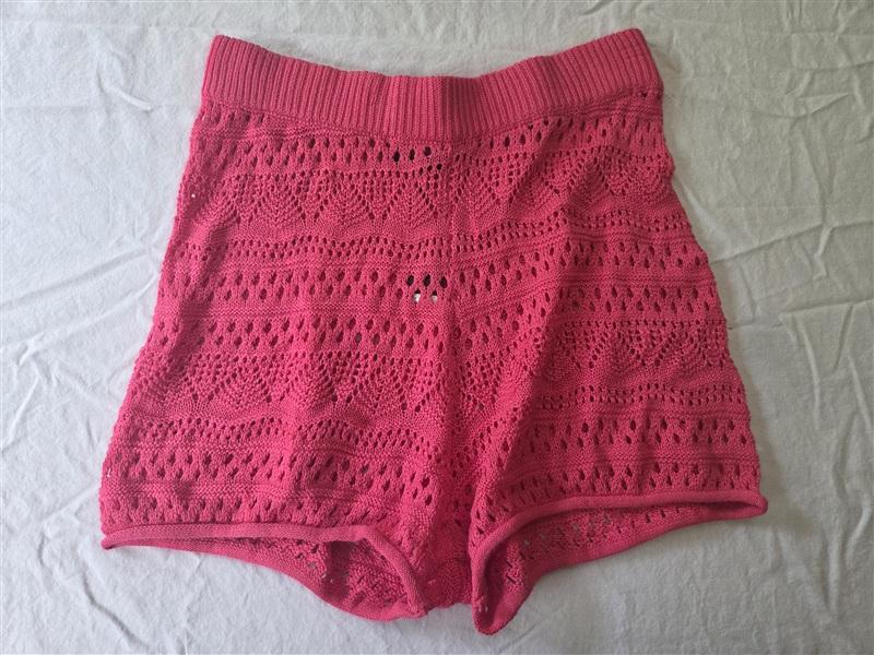 NWT Bobi Black M Crochet Watermelon Pink Cover Up Shorts 134573