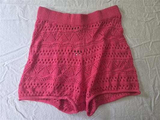 NWT Bobi Black M Crochet Watermelon Pink Cover Up Shorts 134573