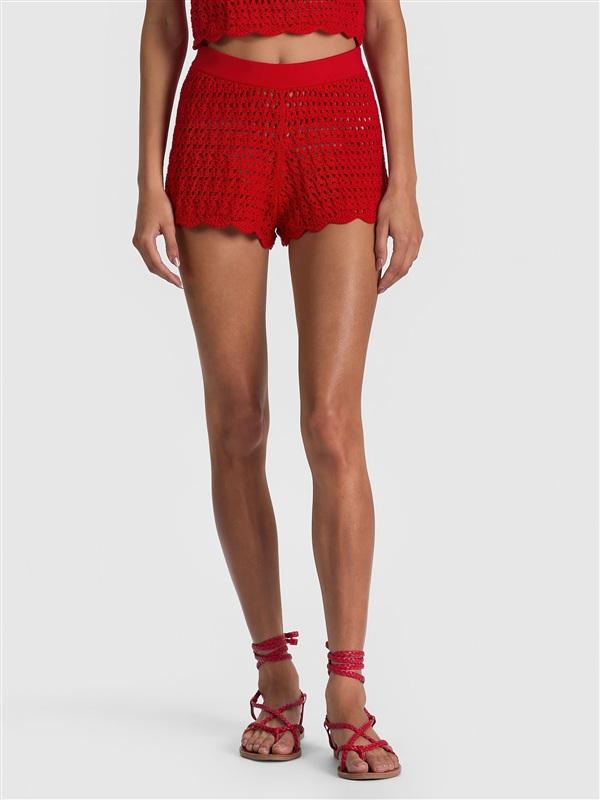 NWT Bobi Black M Crochet Watermelon Pink Cover Up Shorts 134573