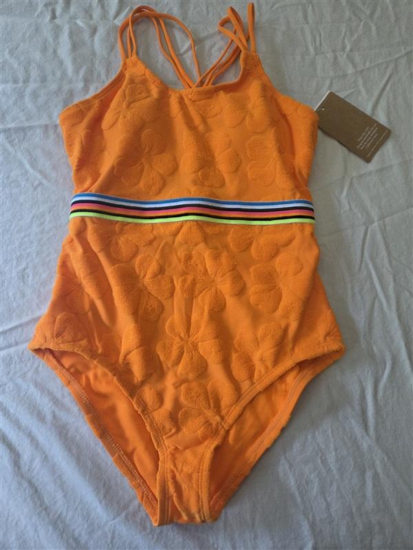 NWT Hobie 10 Girls Raised Floral Terry Cloth 1PC Swimsuit 134574